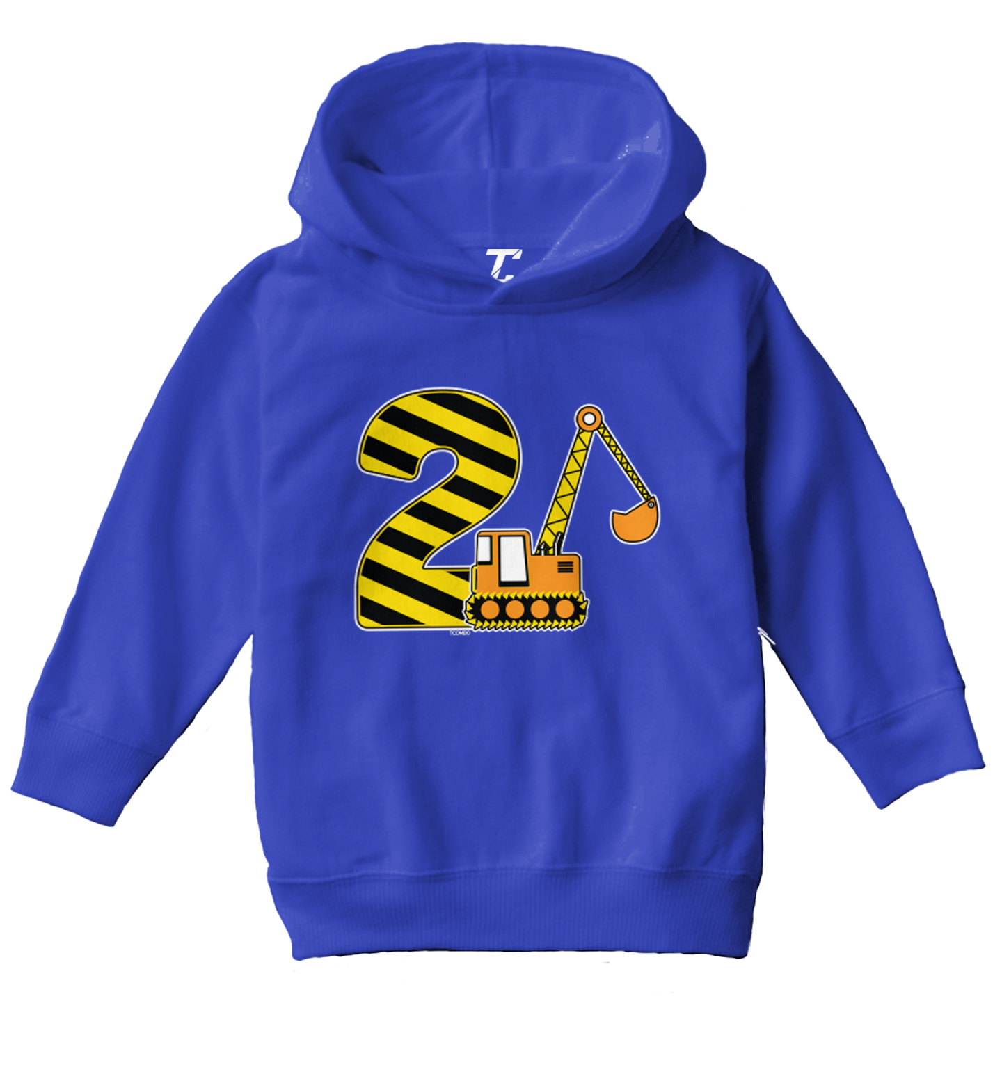 2nd Birthday - Digger Excavator Construction Vehicle Toddler/Youth Hoodie - Picture 11 of 12