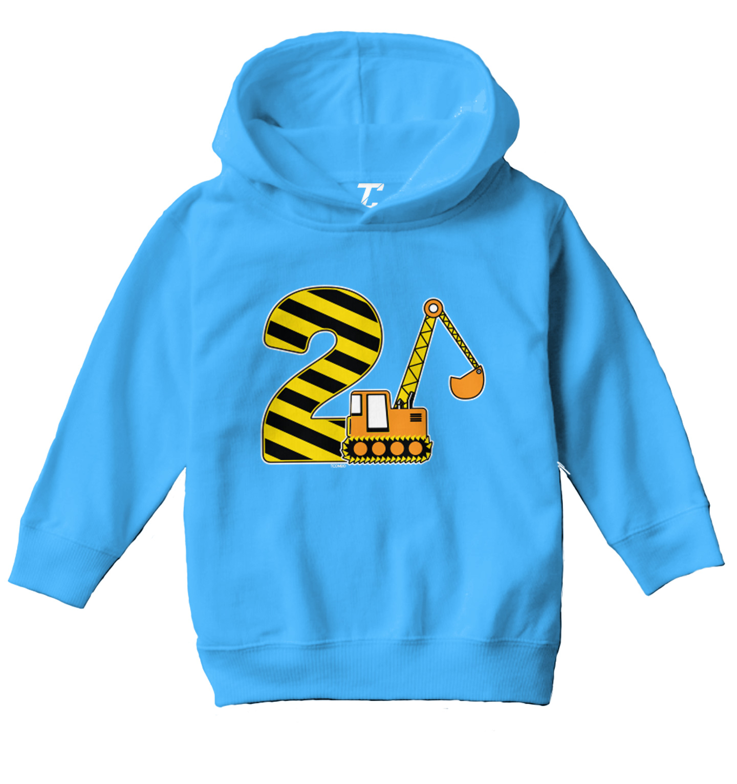2nd Birthday - Digger Excavator Construction Vehicle Toddler/Youth Hoodie - Picture 12 of 12