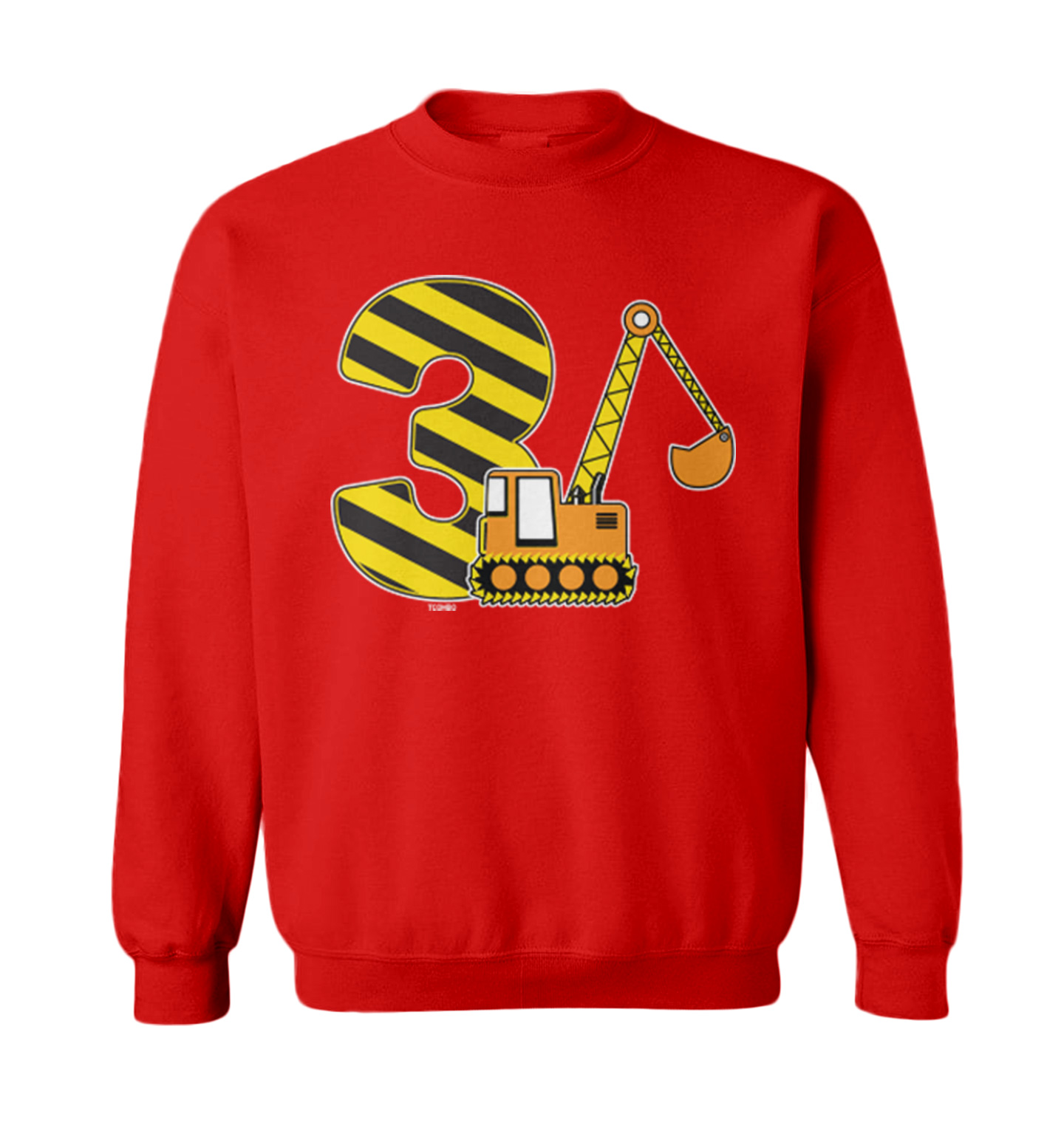 Third Birthday - Digger Excavator Construction Vehicle Toddler Crewneck Sweater - Picture 7 of 8