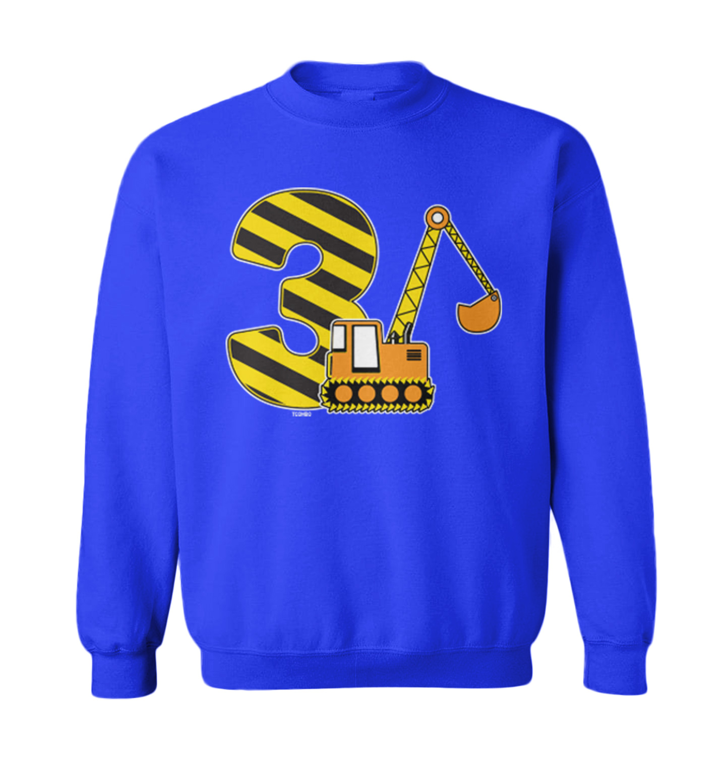 Third Birthday - Digger Excavator Construction Vehicle Toddler Crewneck Sweater - Picture 8 of 8