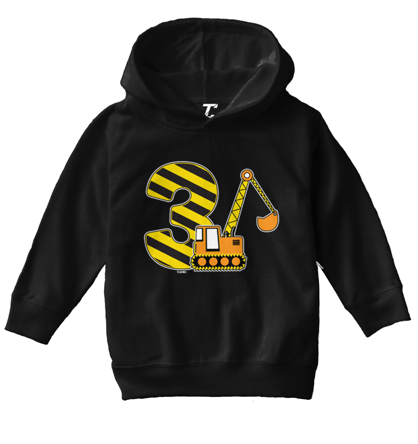 Third Birthday - Digger Excavator Construction Vehicle Toddler/Youth Hoodie - Picture 2 of 12