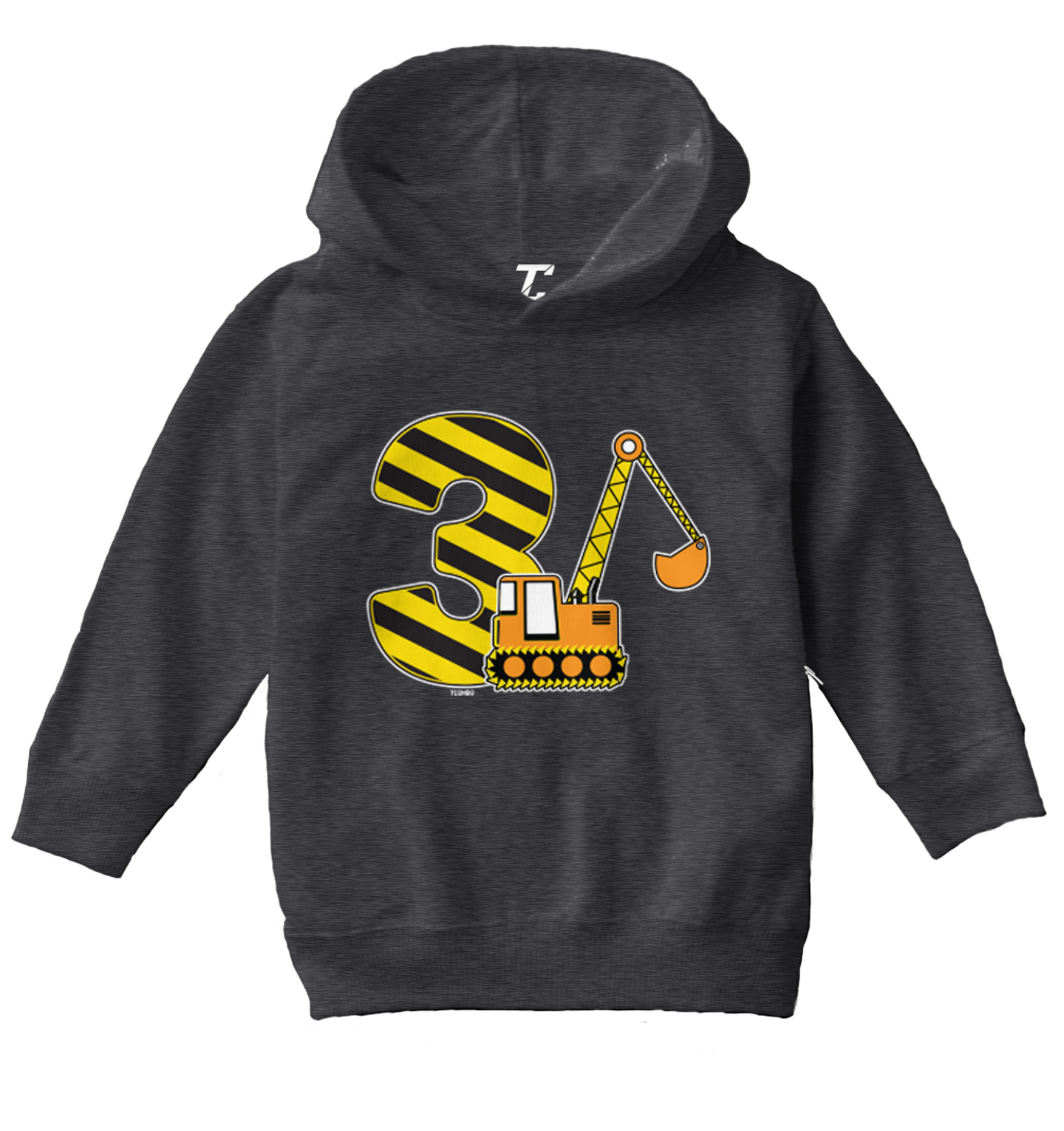 Third Birthday - Digger Excavator Construction Vehicle Toddler/Youth Hoodie - Picture 3 of 12