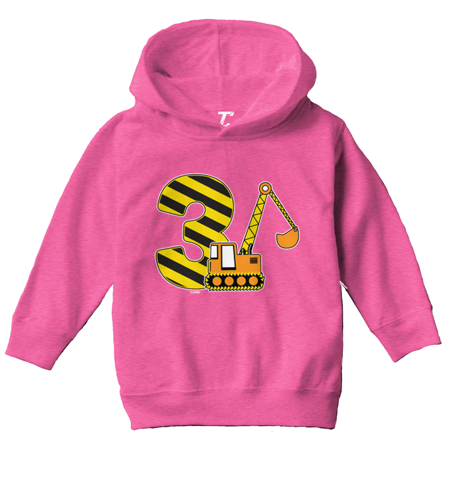 Third Birthday - Digger Excavator Construction Vehicle Toddler/Youth Hoodie - Picture 4 of 12