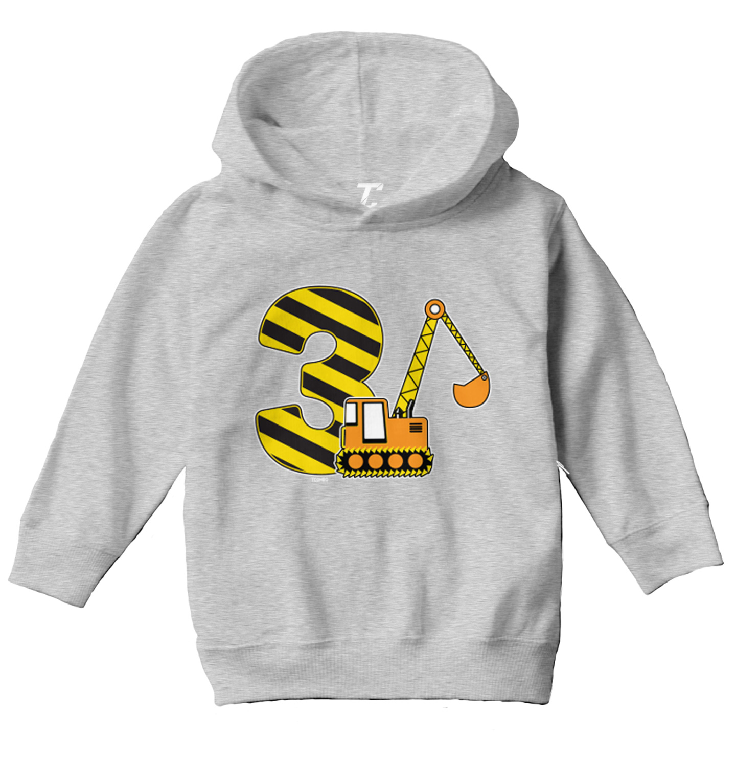 Third Birthday - Digger Excavator Construction Vehicle Toddler/Youth Hoodie - Picture 6 of 12
