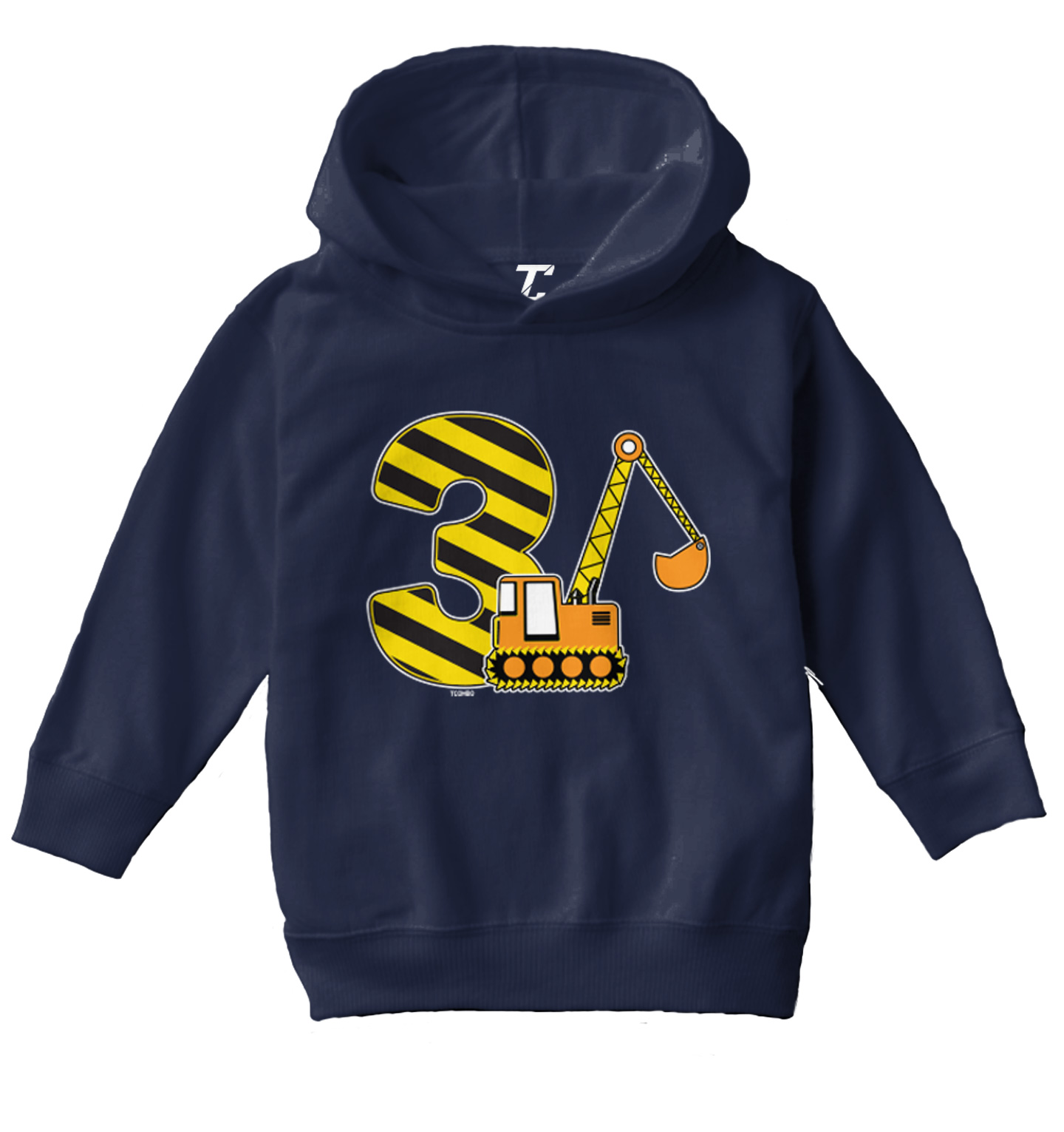 Third Birthday - Digger Excavator Construction Vehicle Toddler/Youth Hoodie - Picture 7 of 12
