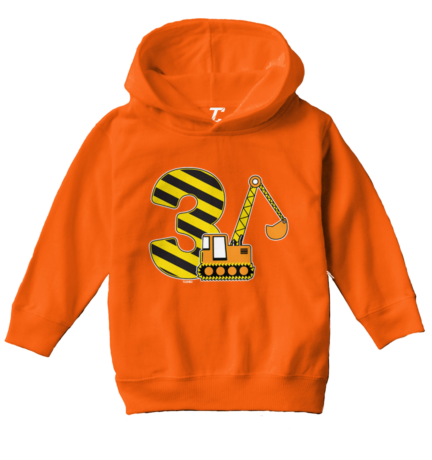 Third Birthday - Digger Excavator Construction Vehicle Toddler/Youth Hoodie - Picture 8 of 12