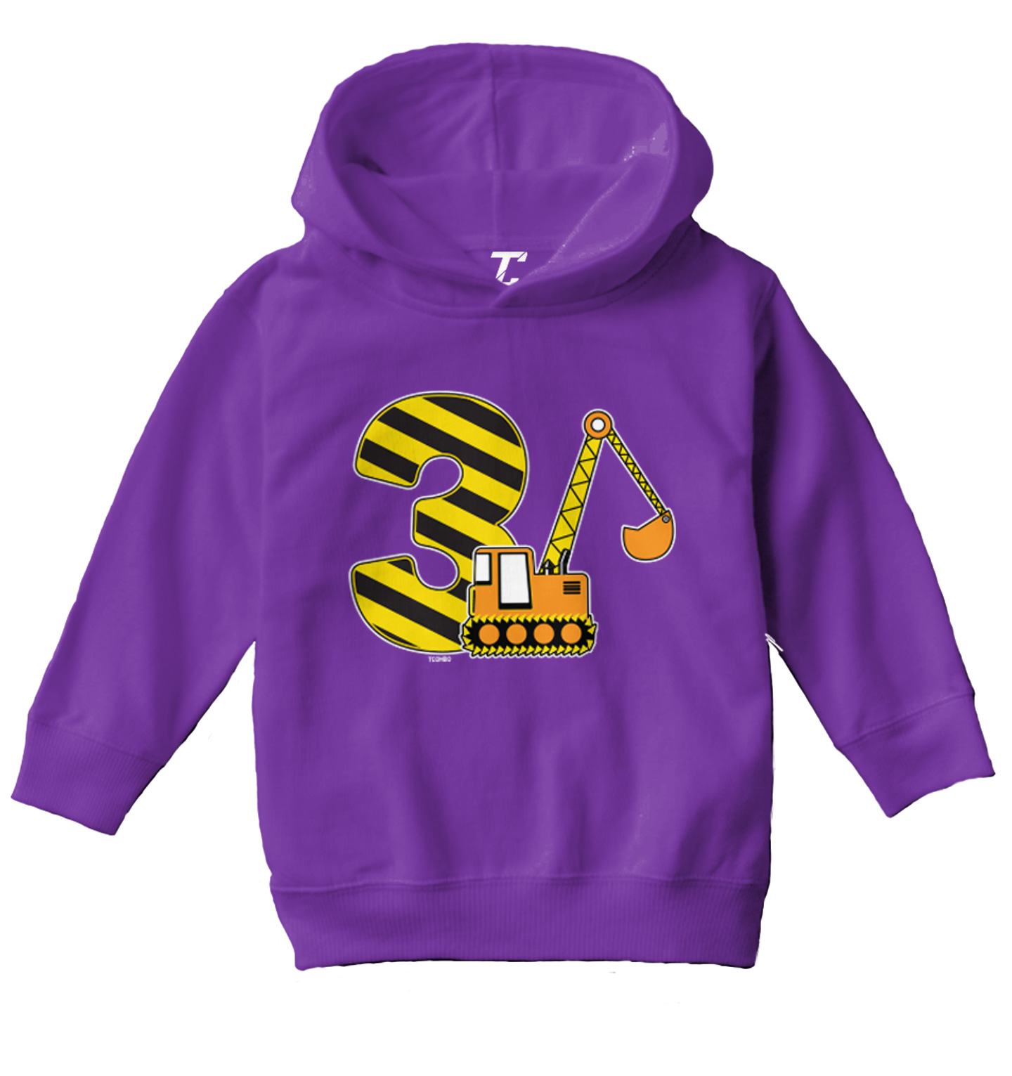 Third Birthday - Digger Excavator Construction Vehicle Toddler/Youth Hoodie - Picture 9 of 12