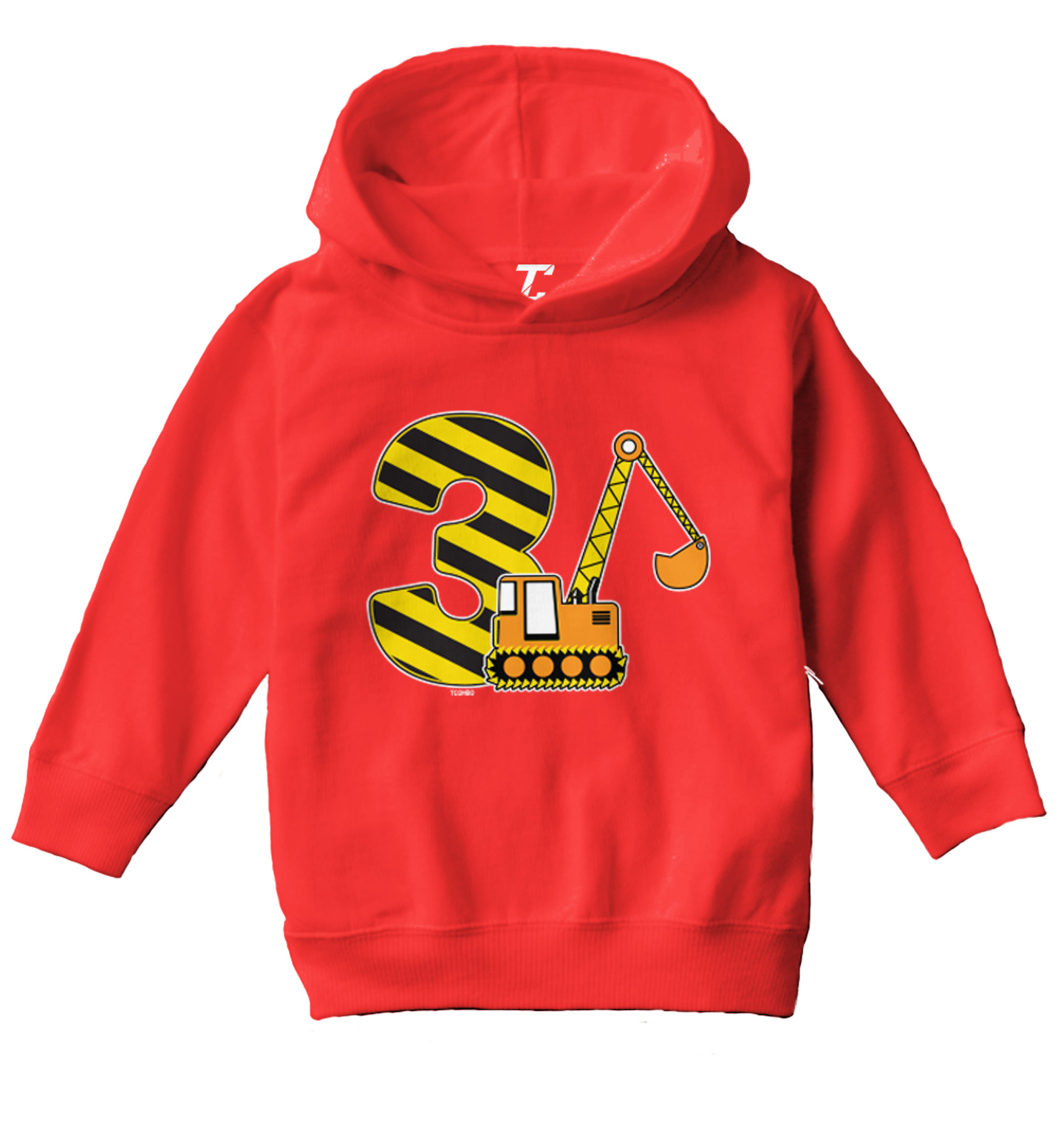 Third Birthday - Digger Excavator Construction Vehicle Toddler/Youth Hoodie - Picture 10 of 12