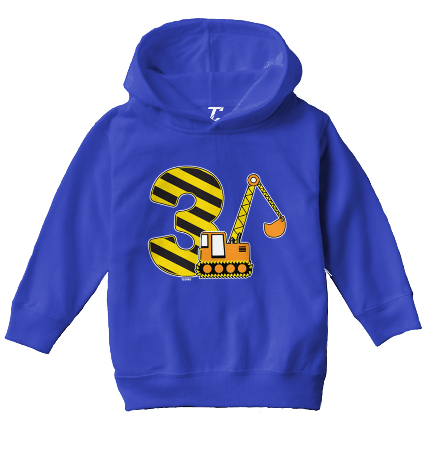 Third Birthday - Digger Excavator Construction Vehicle Toddler/Youth Hoodie - Picture 11 of 12