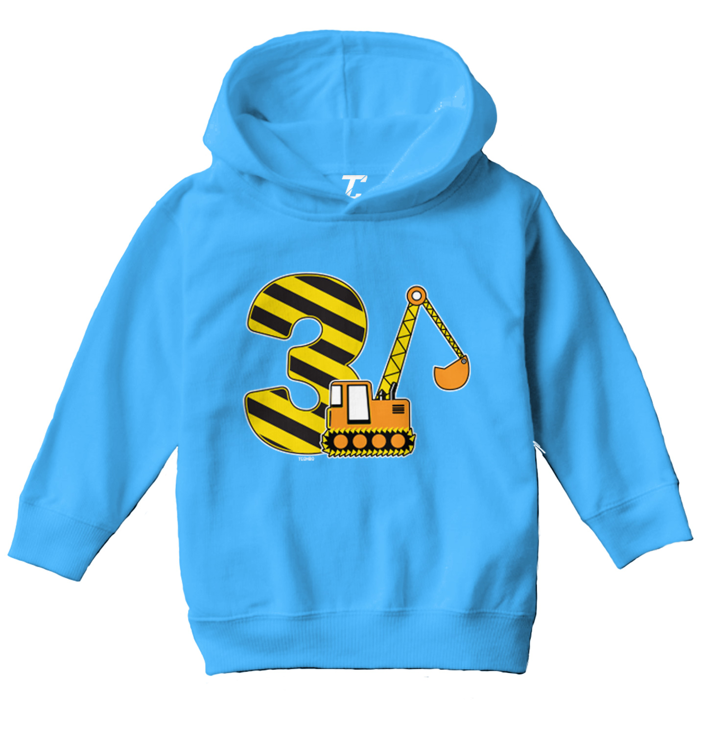 Third Birthday - Digger Excavator Construction Vehicle Toddler/Youth Hoodie - Picture 12 of 12