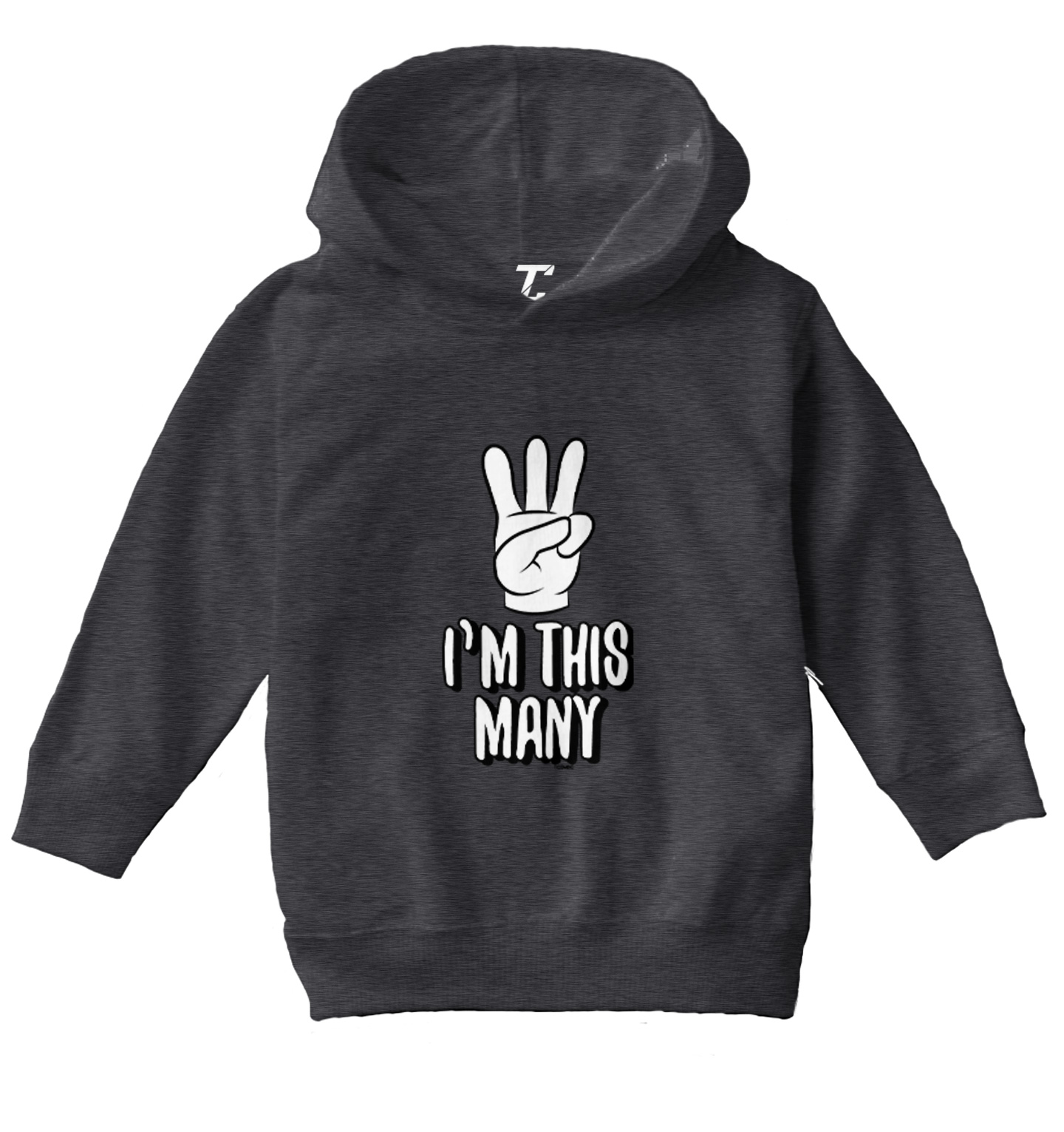 I'm This Many 3 - Three Year Old Third Birthday Party Toddler/Youth Hoodie - Picture 3 of 12