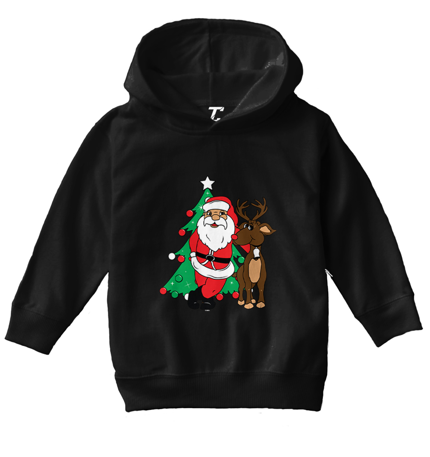 Santa & Reindeer - Christmas Tree Ornaments Holiday Toddler/Youth Hoodie - Picture 2 of 12