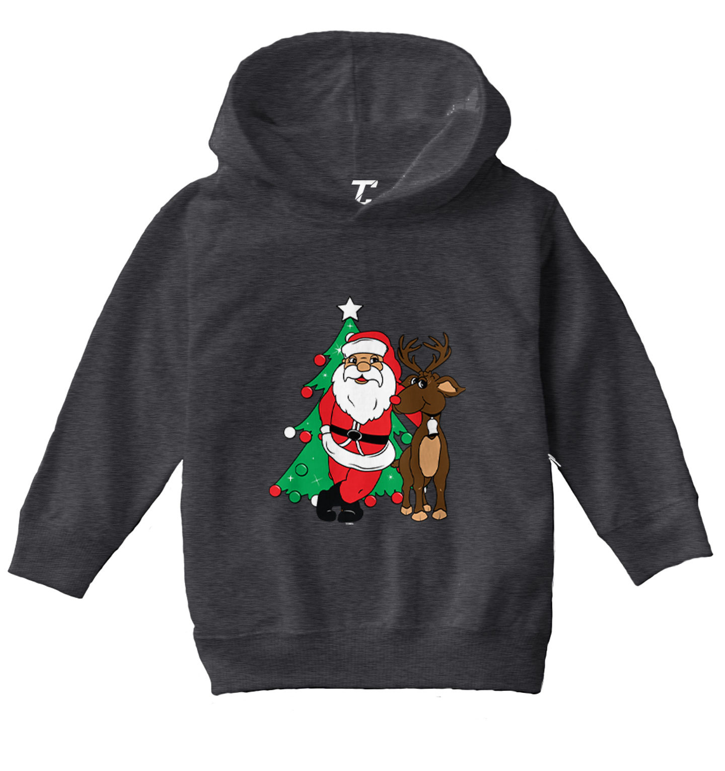 Santa & Reindeer - Christmas Tree Ornaments Holiday Toddler/Youth Hoodie - Picture 3 of 12