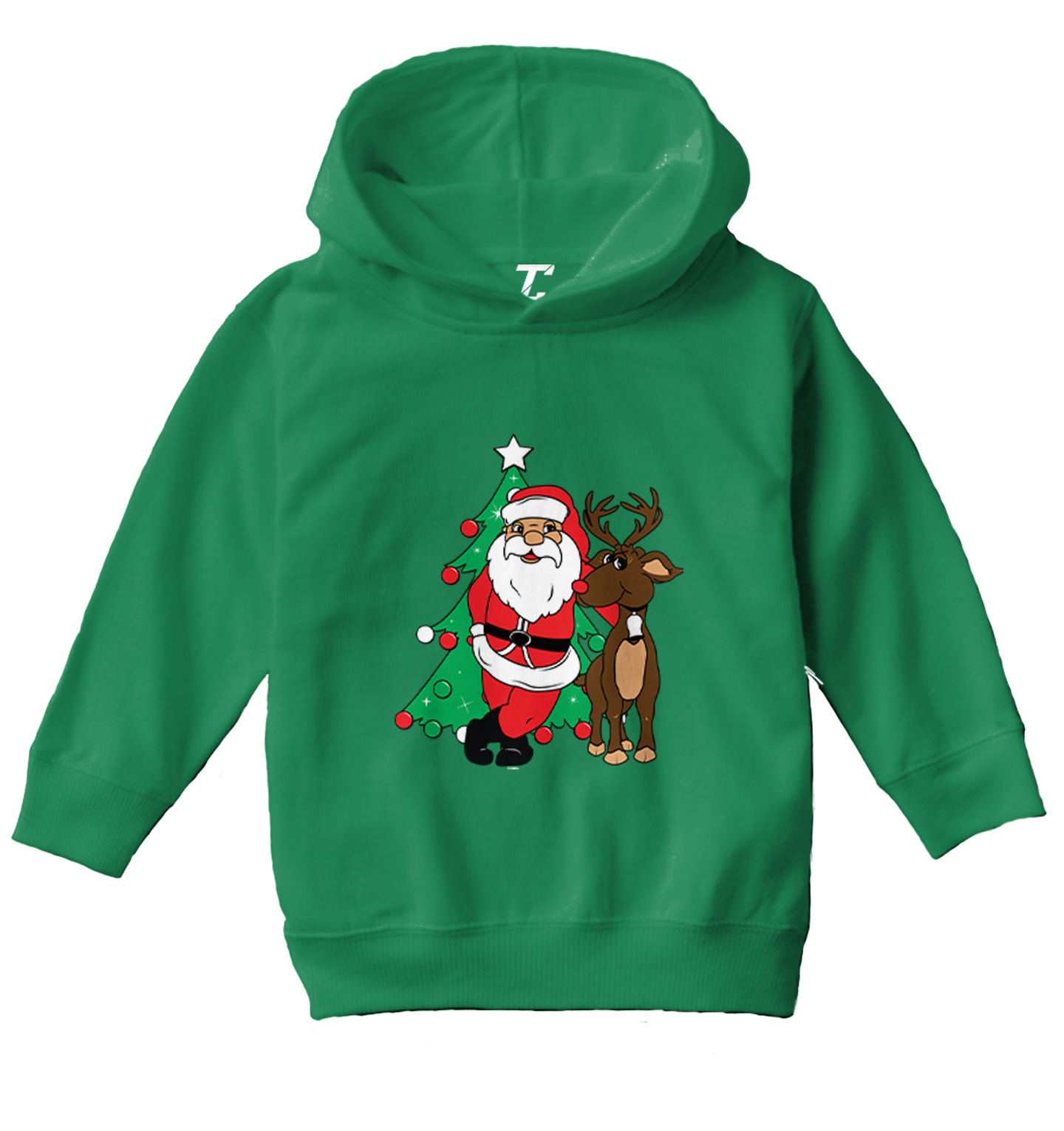 Santa & Reindeer - Christmas Tree Ornaments Holiday Toddler/Youth Hoodie - Picture 5 of 12