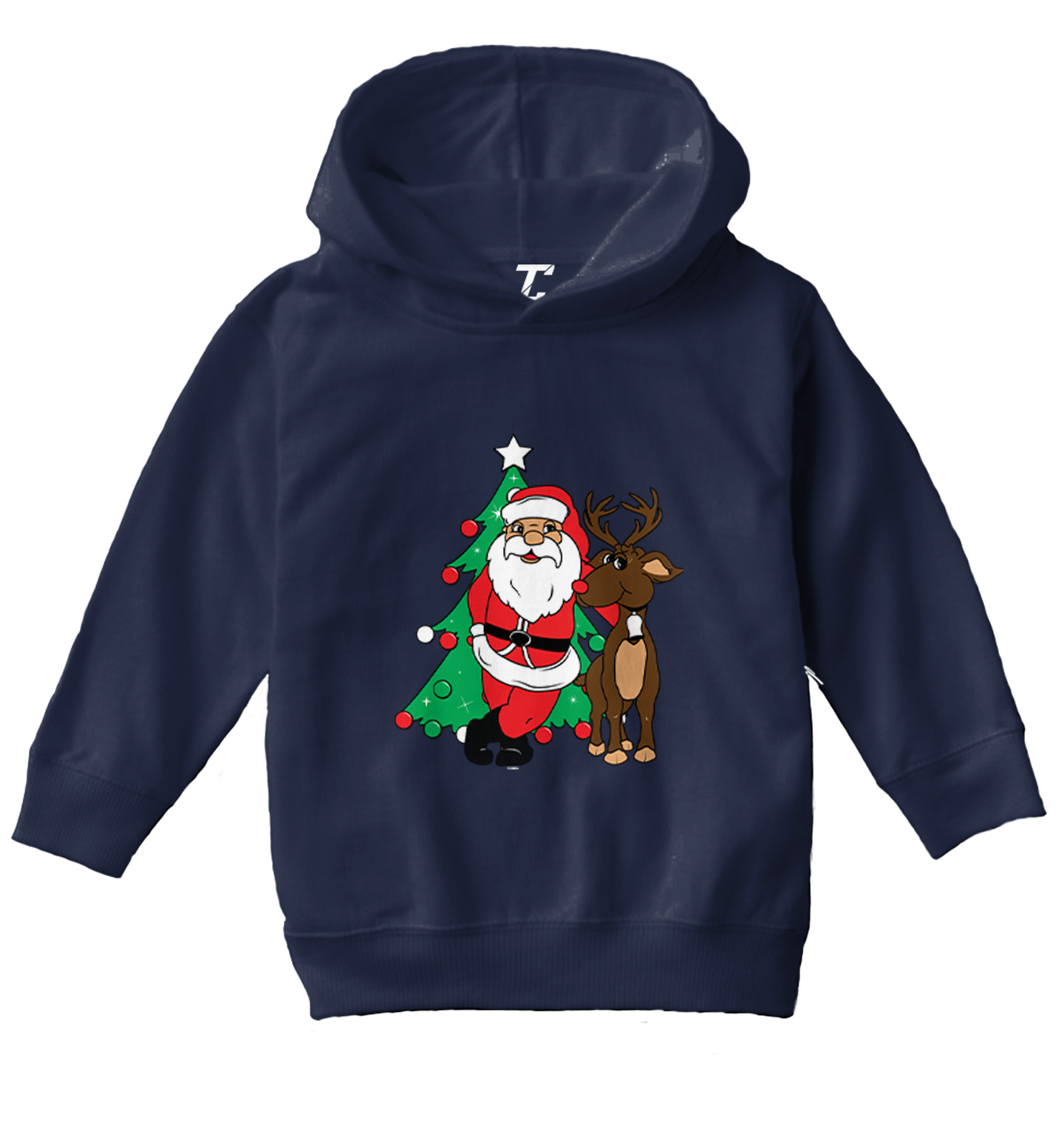Santa & Reindeer - Christmas Tree Ornaments Holiday Toddler/Youth Hoodie - Picture 7 of 12