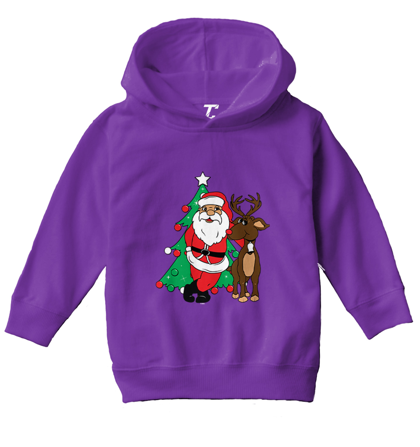 Santa & Reindeer - Christmas Tree Ornaments Holiday Toddler/Youth Hoodie - Picture 9 of 12