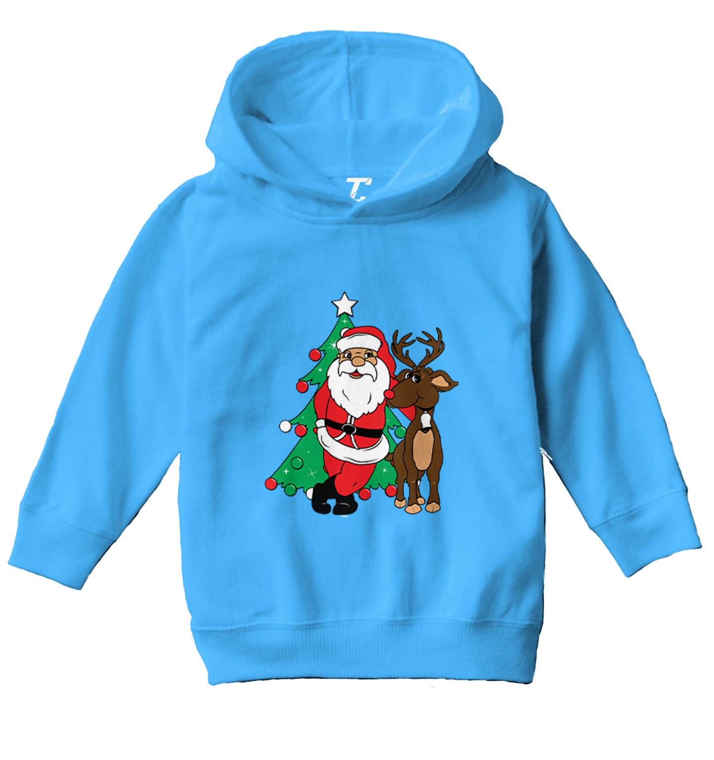 Santa & Reindeer - Christmas Tree Ornaments Holiday Toddler/Youth Hoodie - Picture 12 of 12