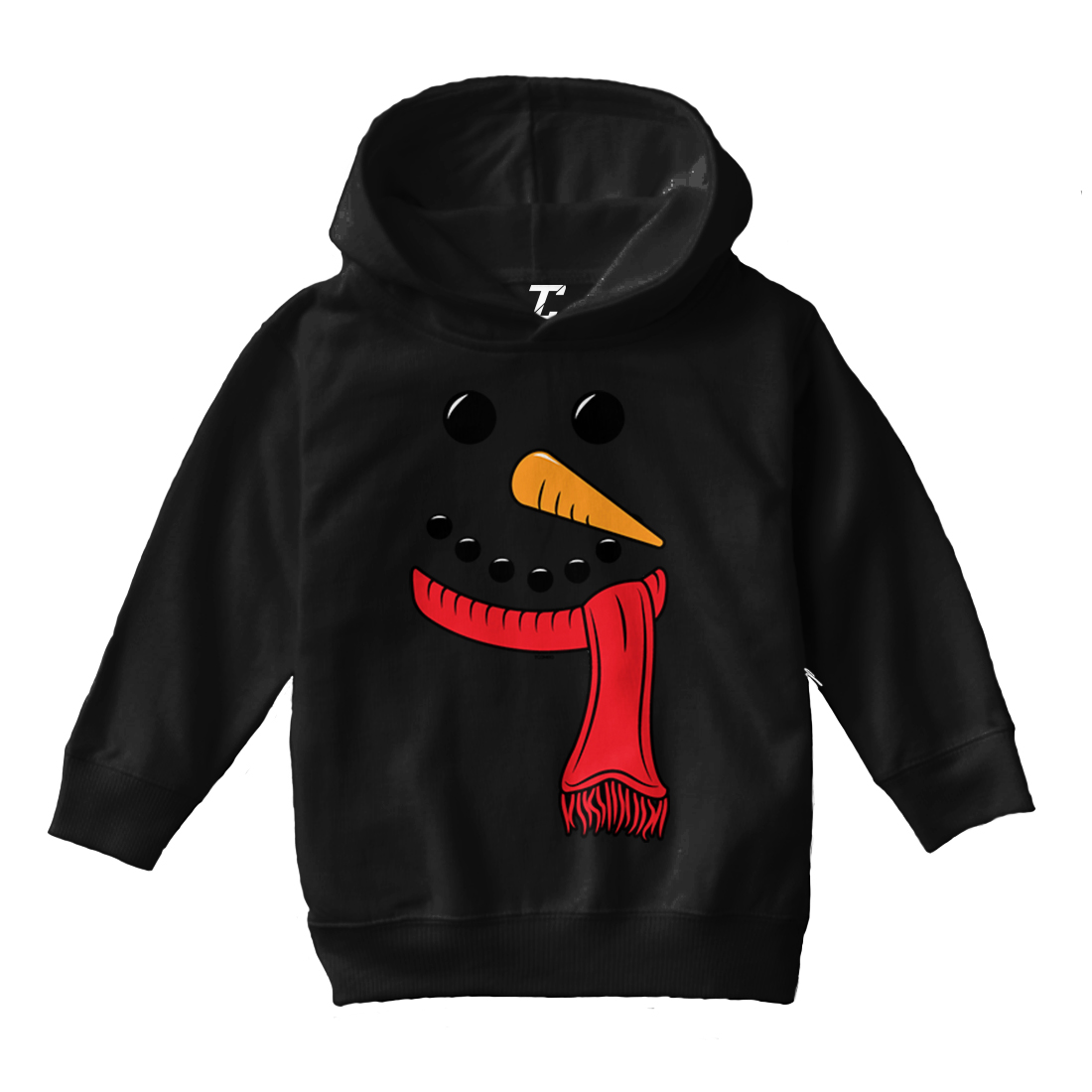 Snowman Face - Carrot Scarf Button Winter Snow Toddler/Youth Hoodie - Picture 2 of 12