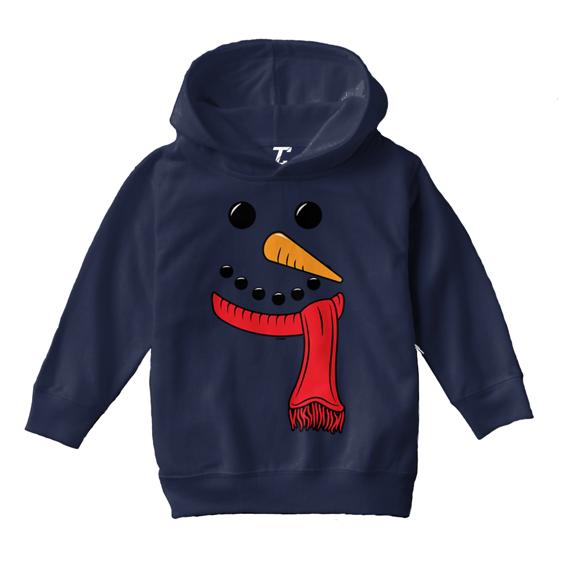 Snowman Face - Carrot Scarf Button Winter Snow Toddler/Youth Hoodie - Picture 7 of 12