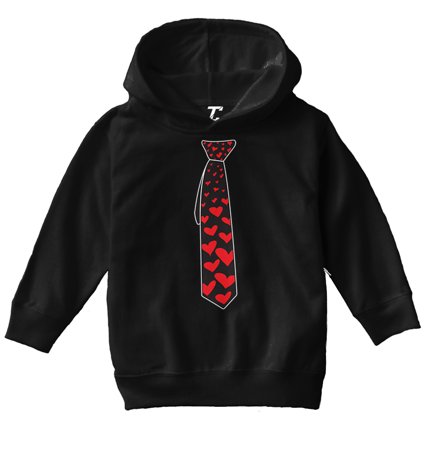 Heart Tie - Valentine'e Day Love Cupid Adorable Toddler/Youth Hoodie - Picture 2 of 12