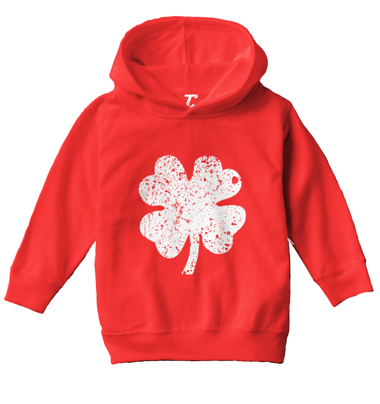Distressed Four Leaf Clover - Irish Lucky Shamrock Toddler/Youth Hoodie - Picture 10 of 12