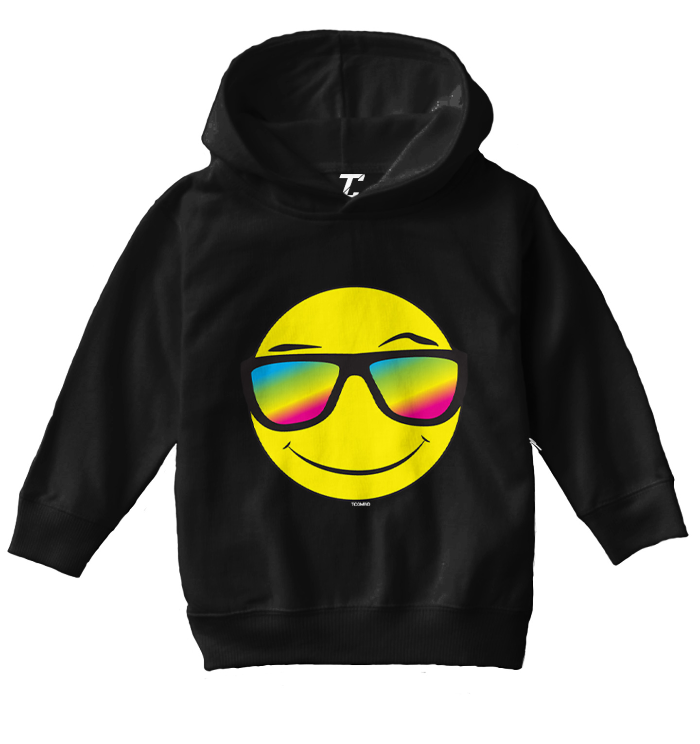Smiling Face With Neon Sunglasses - Cool Cute Toddler/Youth Hoodie - Picture 2 of 12