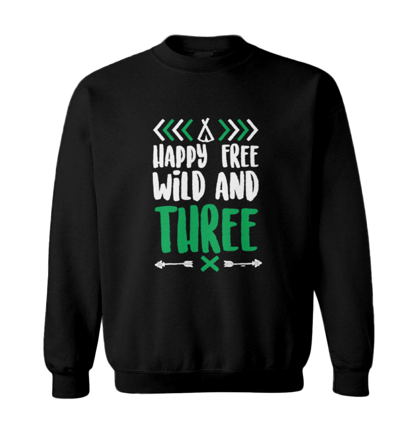 Happy Free Wild And Three - 3 Year Old Third Birthday Toddler Crewneck Sweater - Picture 2 of 7