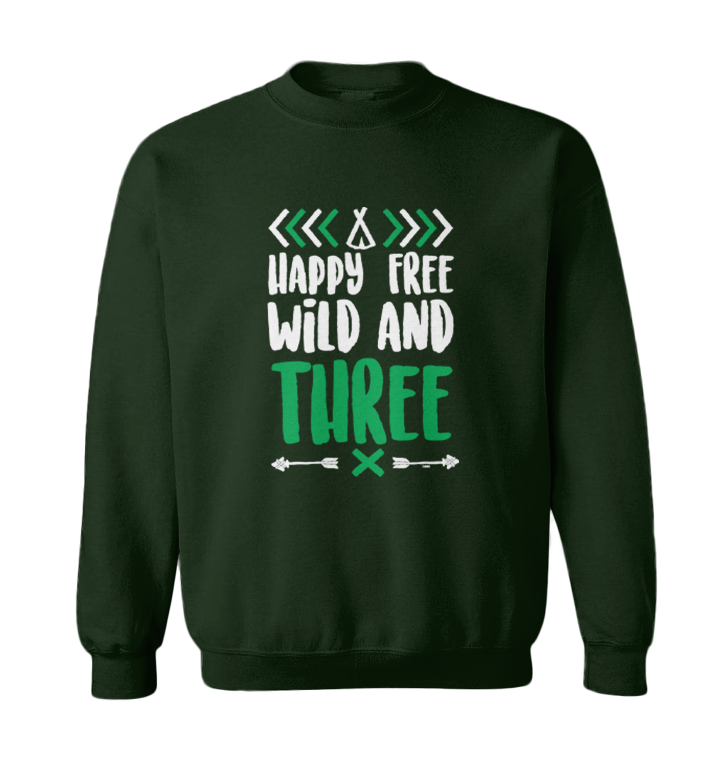 Happy Free Wild And Three - 3 Year Old Third Birthday Toddler Crewneck Sweater - Picture 3 of 7