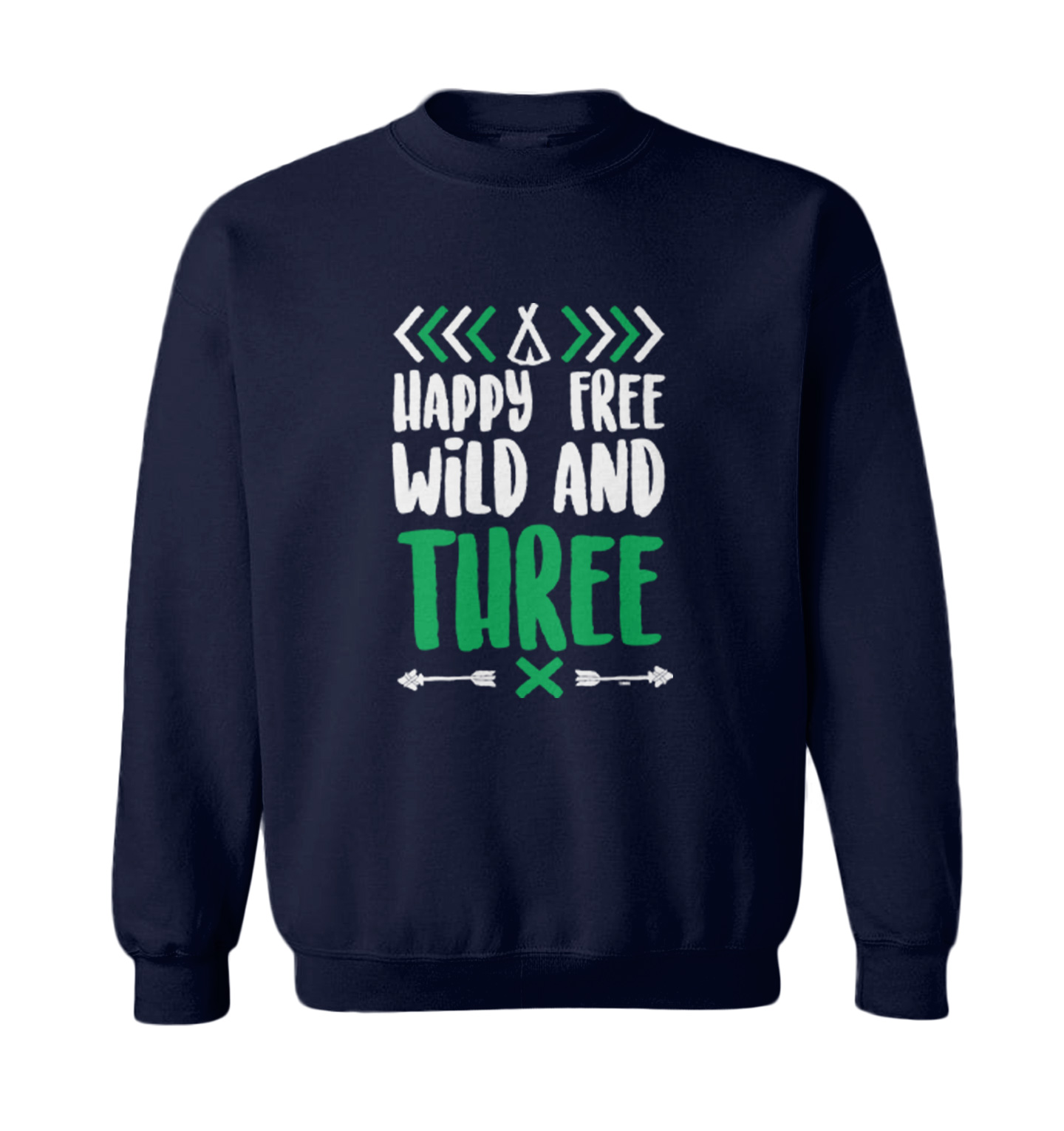Happy Free Wild And Three - 3 Year Old Third Birthday Toddler Crewneck Sweater - Picture 5 of 7