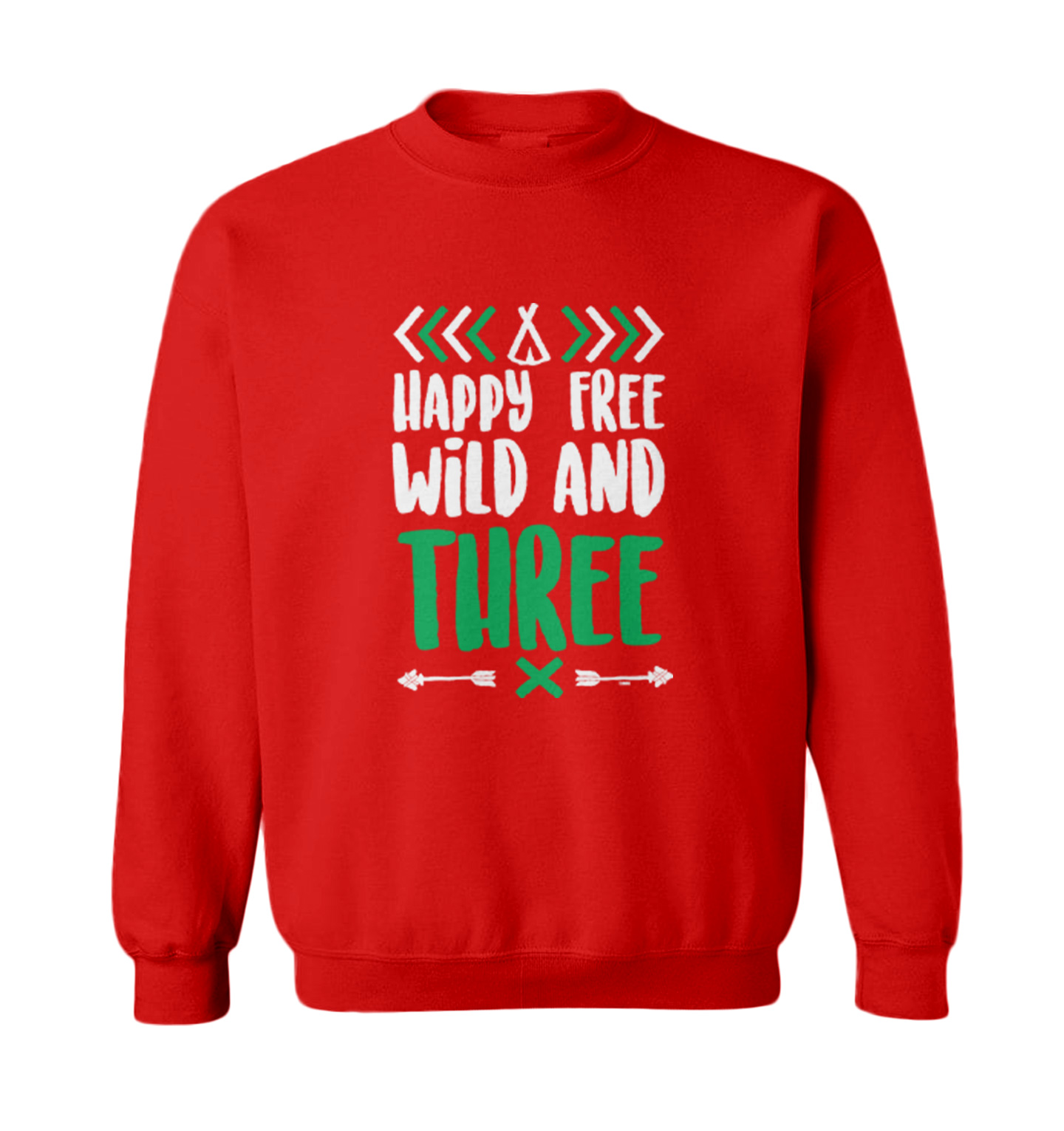 Happy Free Wild And Three - 3 Year Old Third Birthday Toddler Crewneck Sweater - Picture 6 of 7
