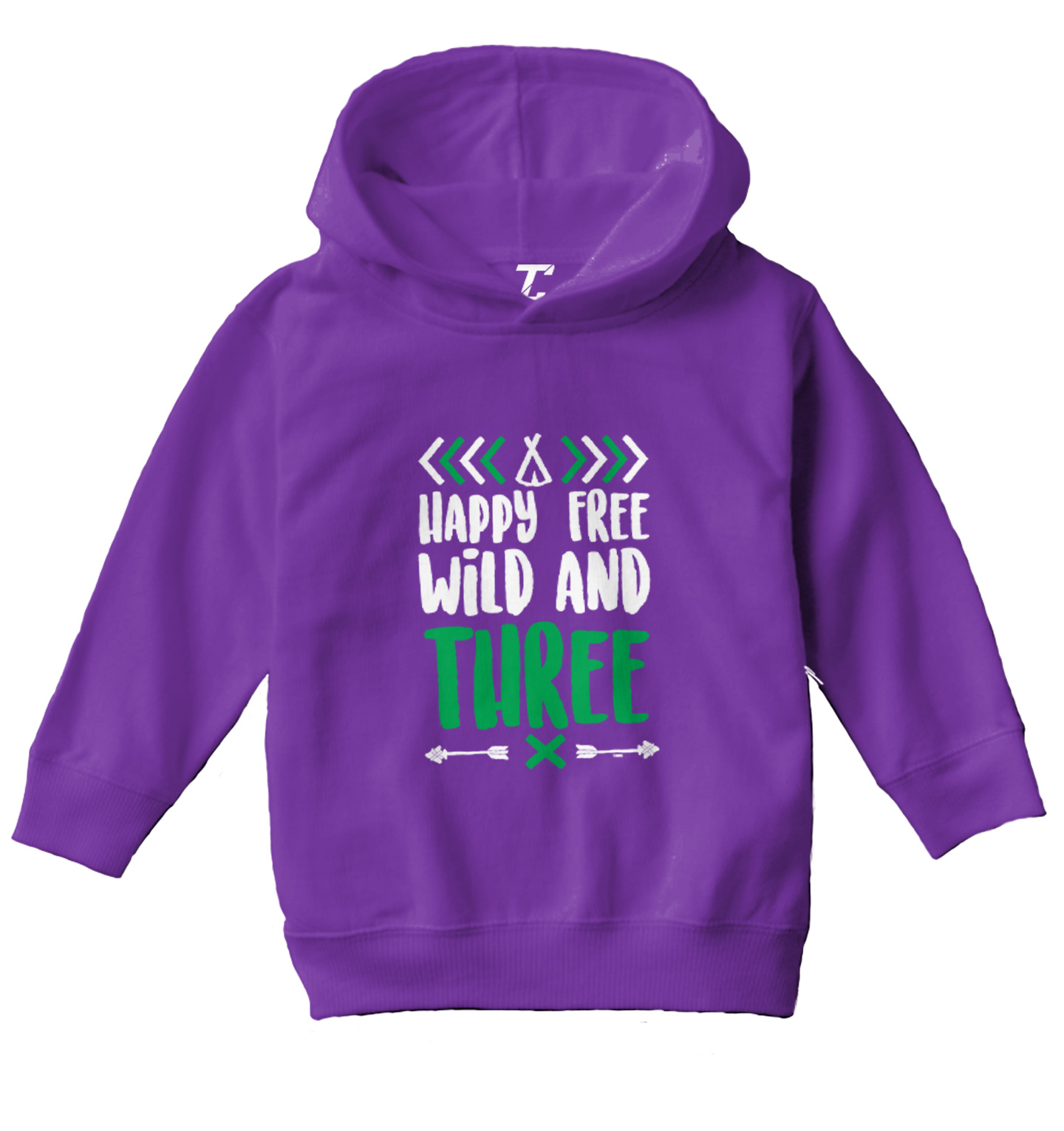 Happy Free Wild And Three - 3 Year Old Third Birthday Toddler/Youth Hoodie - Picture 9 of 12