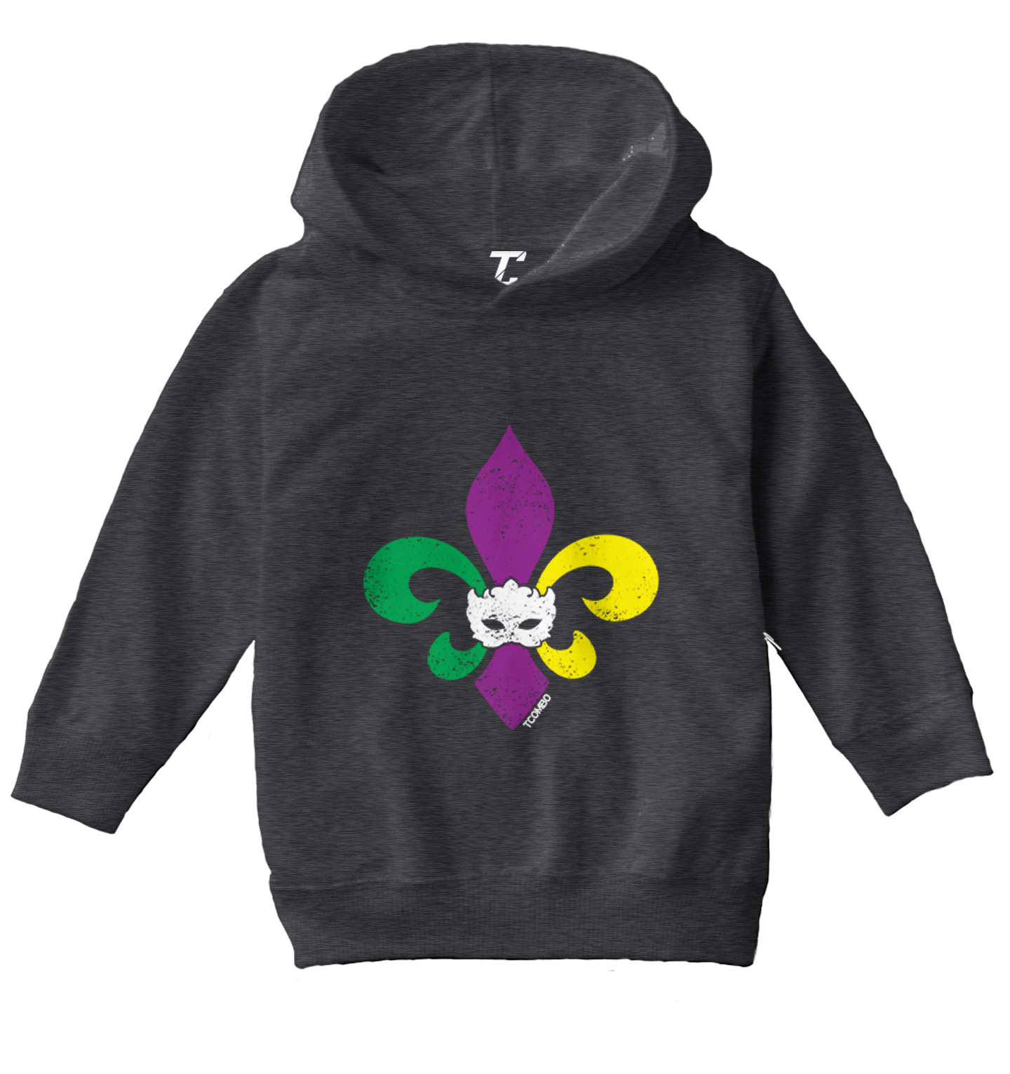 Fleur De Lis - Mardi Gras Mask Festive Parade NOLA Toddler/Youth Hoodie - Picture 3 of 12