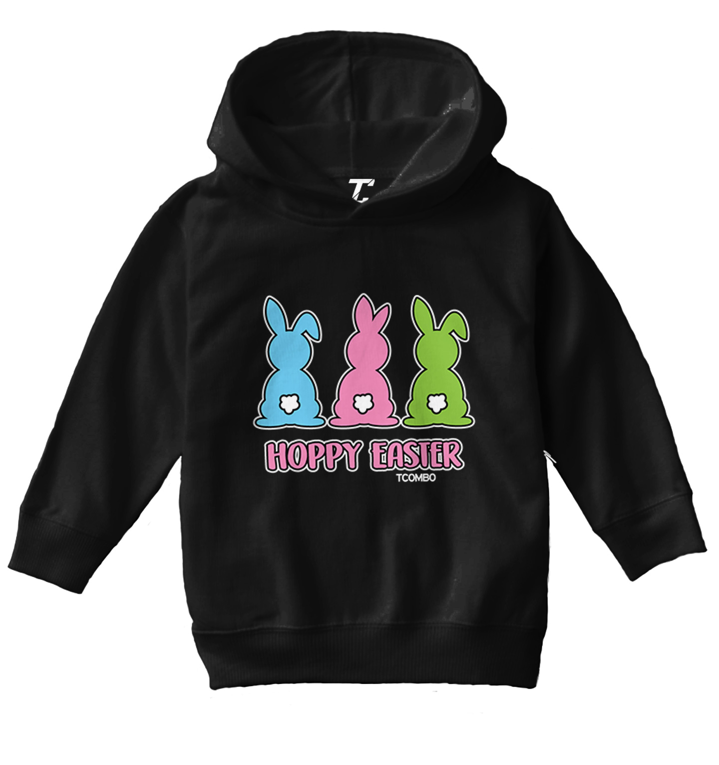 Hoppy Easter - Happy Bunny Rabbit Cottontail Holiday Toddler/Youth Hoodie - Picture 2 of 12