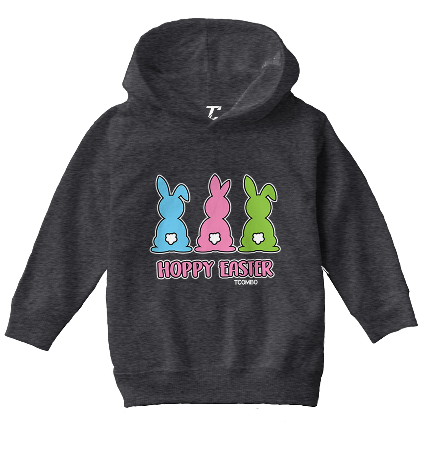 Hoppy Easter - Happy Bunny Rabbit Cottontail Holiday Toddler/Youth Hoodie - Picture 3 of 12