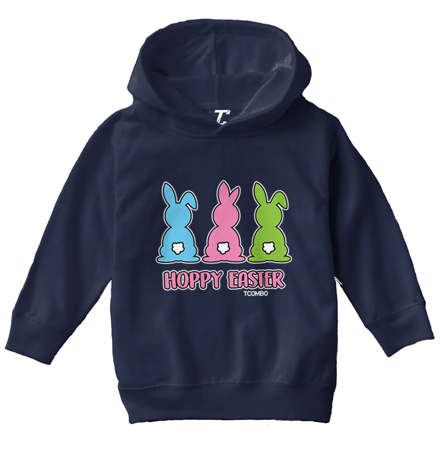 Hoppy Easter - Happy Bunny Rabbit Cottontail Holiday Toddler/Youth Hoodie - Picture 7 of 12