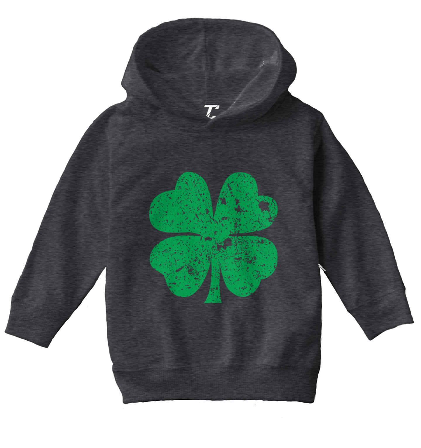 Distressed Green Four Leaf Clover - St. Patrick's Day Toddler/Youth Hoodie - Picture 3 of 12