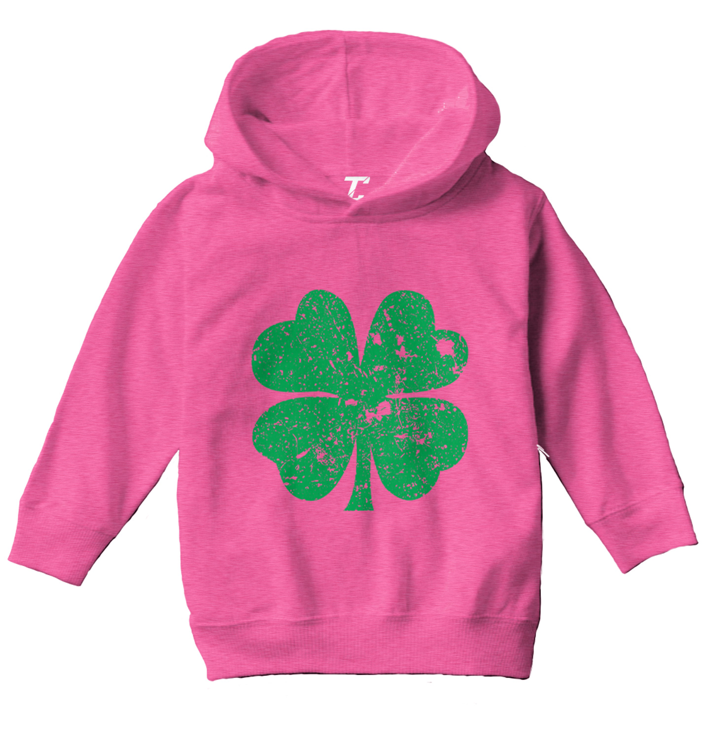 Distressed Green Four Leaf Clover - St. Patrick's Day Toddler/Youth Hoodie - Picture 4 of 12