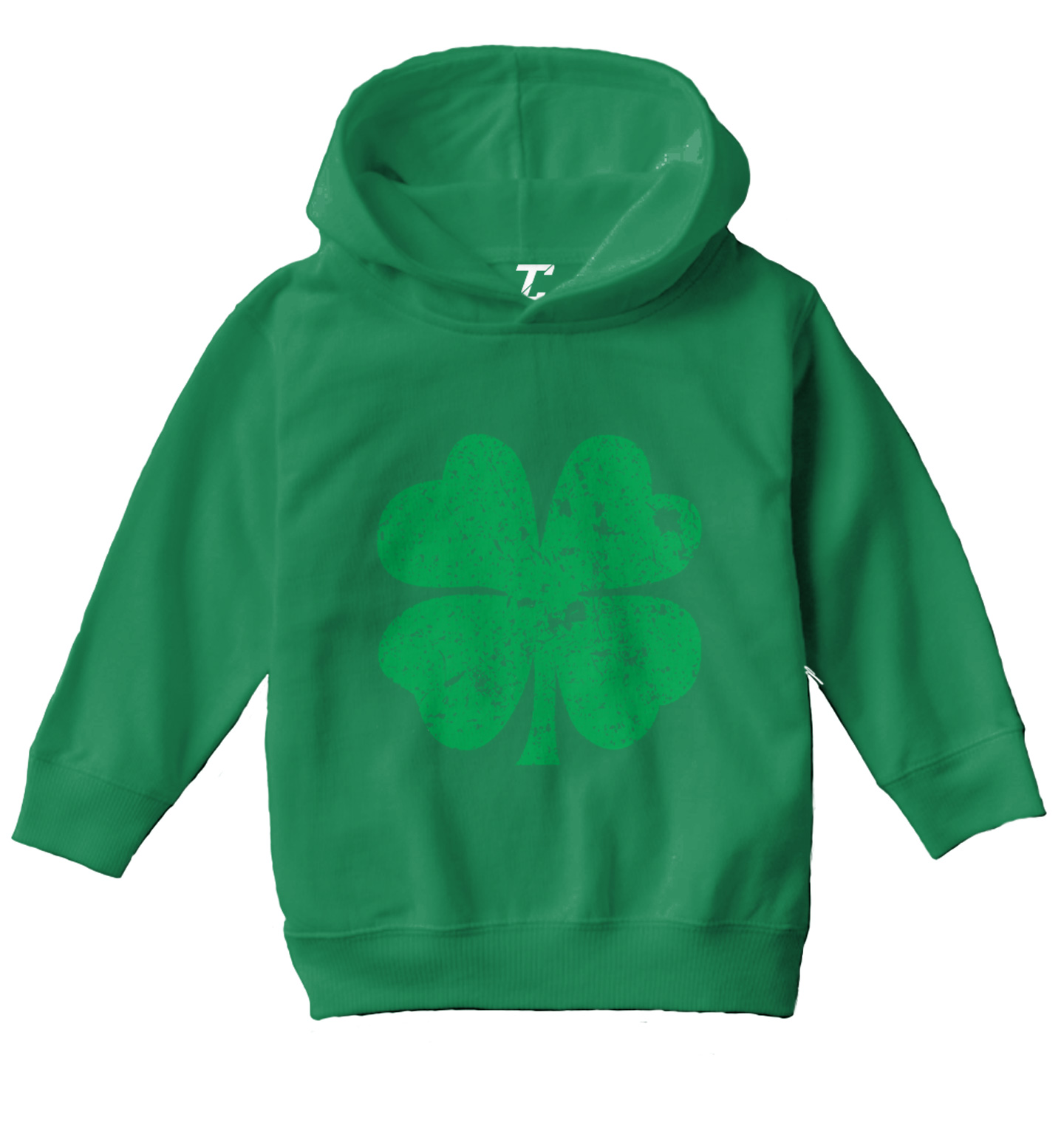 Distressed Green Four Leaf Clover - St. Patrick's Day Toddler/Youth Hoodie - Picture 5 of 12