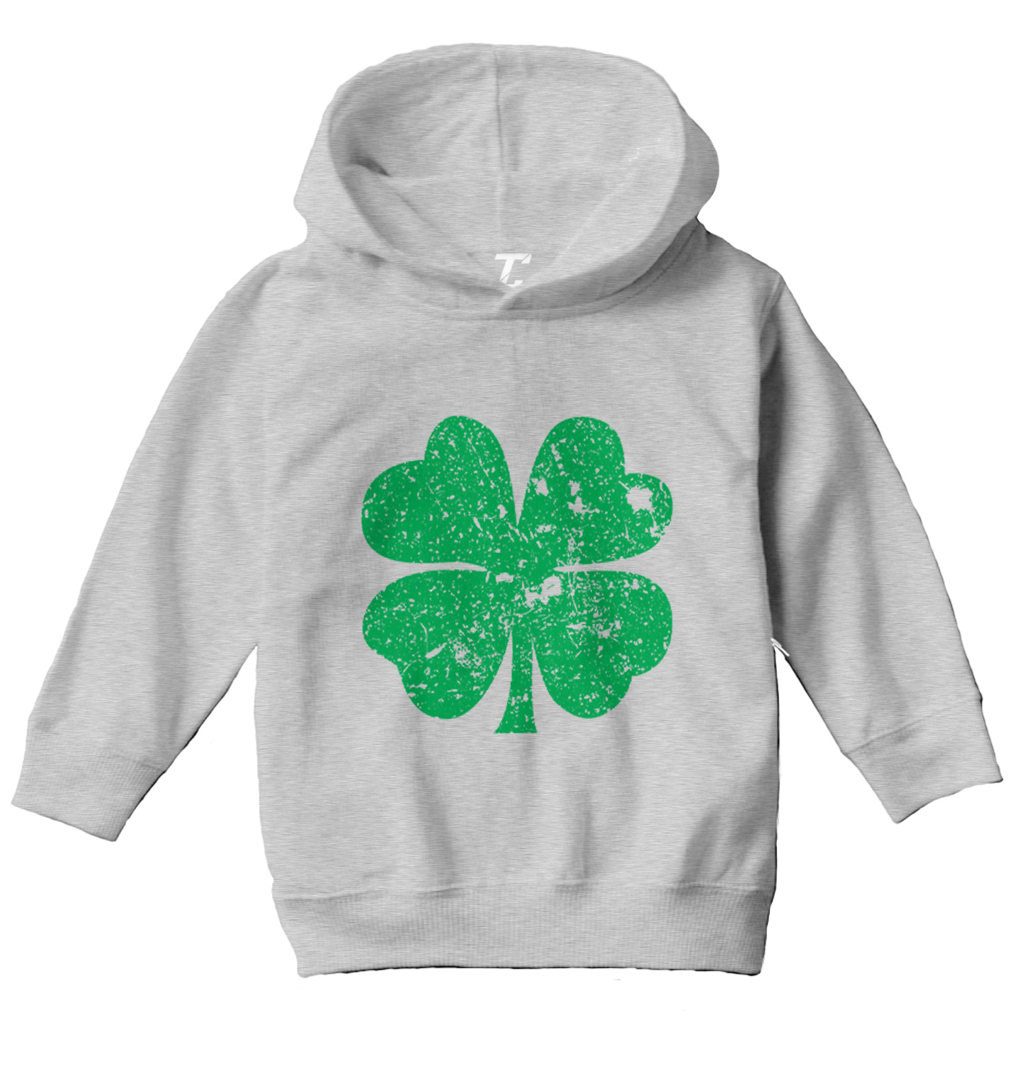 Distressed Green Four Leaf Clover - St. Patrick's Day Toddler/Youth Hoodie - Picture 6 of 12