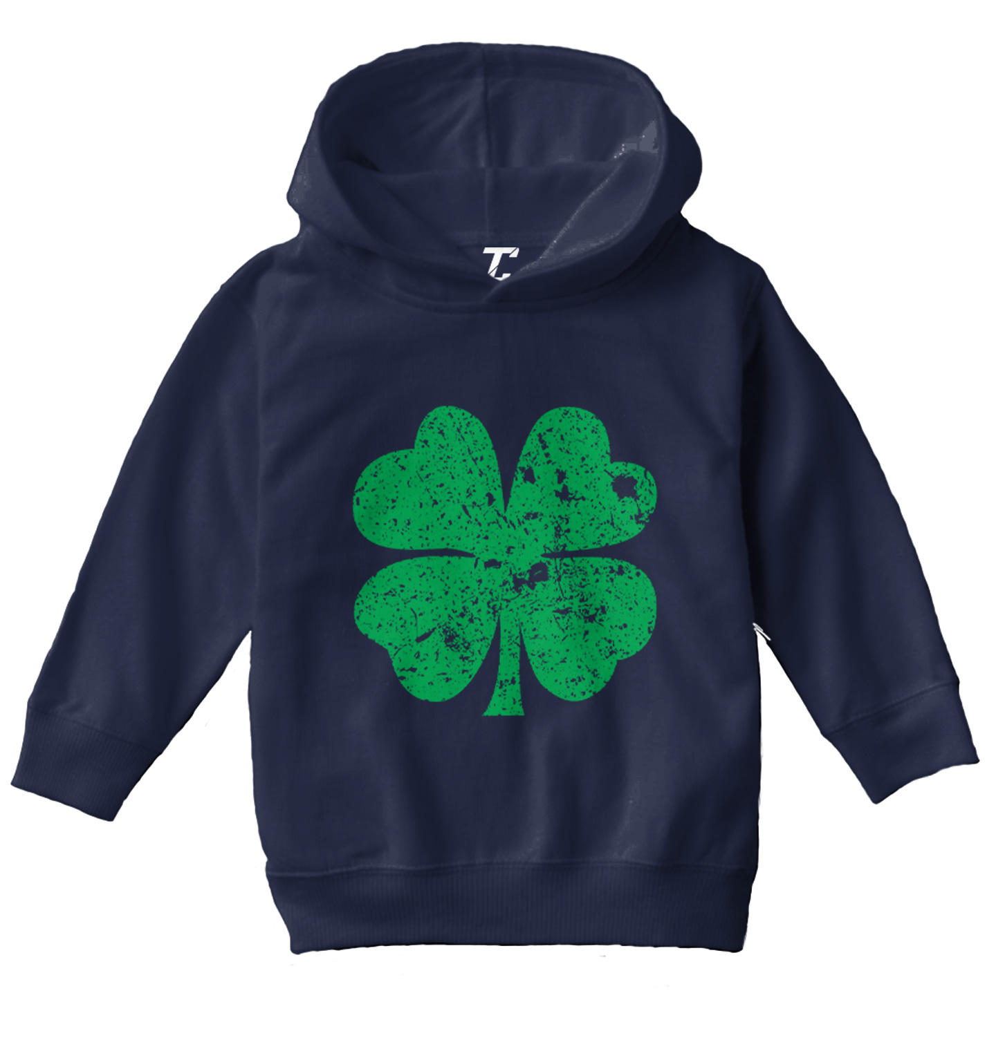 Distressed Green Four Leaf Clover - St. Patrick's Day Toddler/Youth Hoodie - Picture 7 of 12