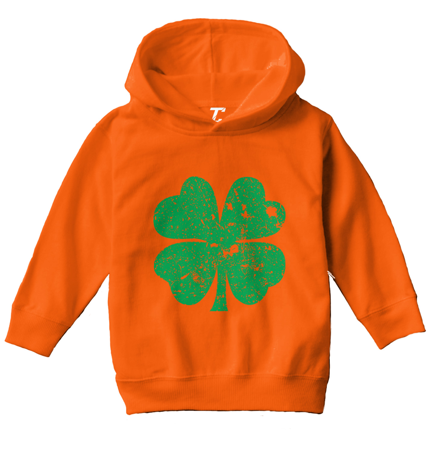 Distressed Green Four Leaf Clover - St. Patrick's Day Toddler/Youth Hoodie - Picture 8 of 12