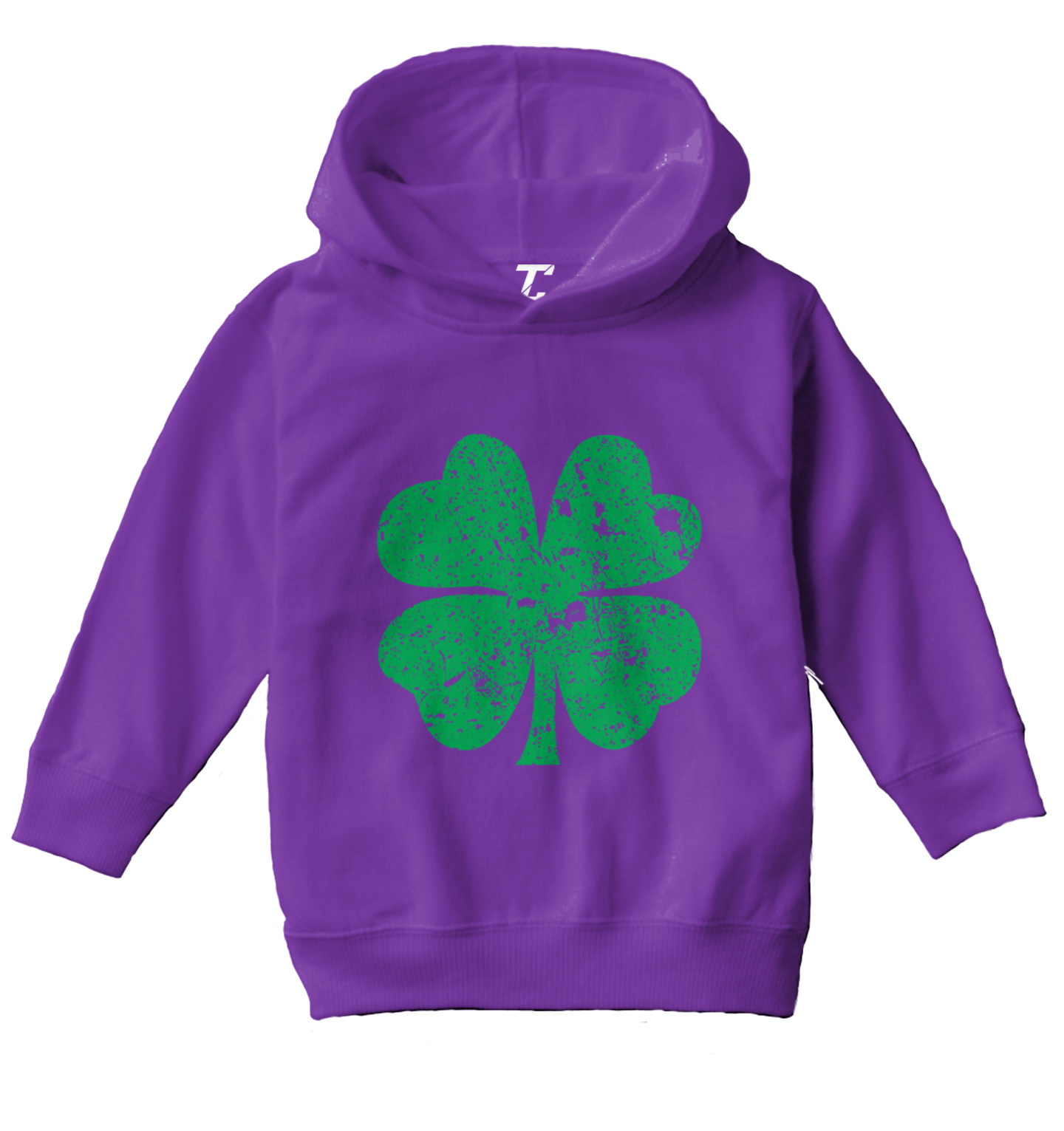 Distressed Green Four Leaf Clover - St. Patrick's Day Toddler/Youth Hoodie - Picture 9 of 12