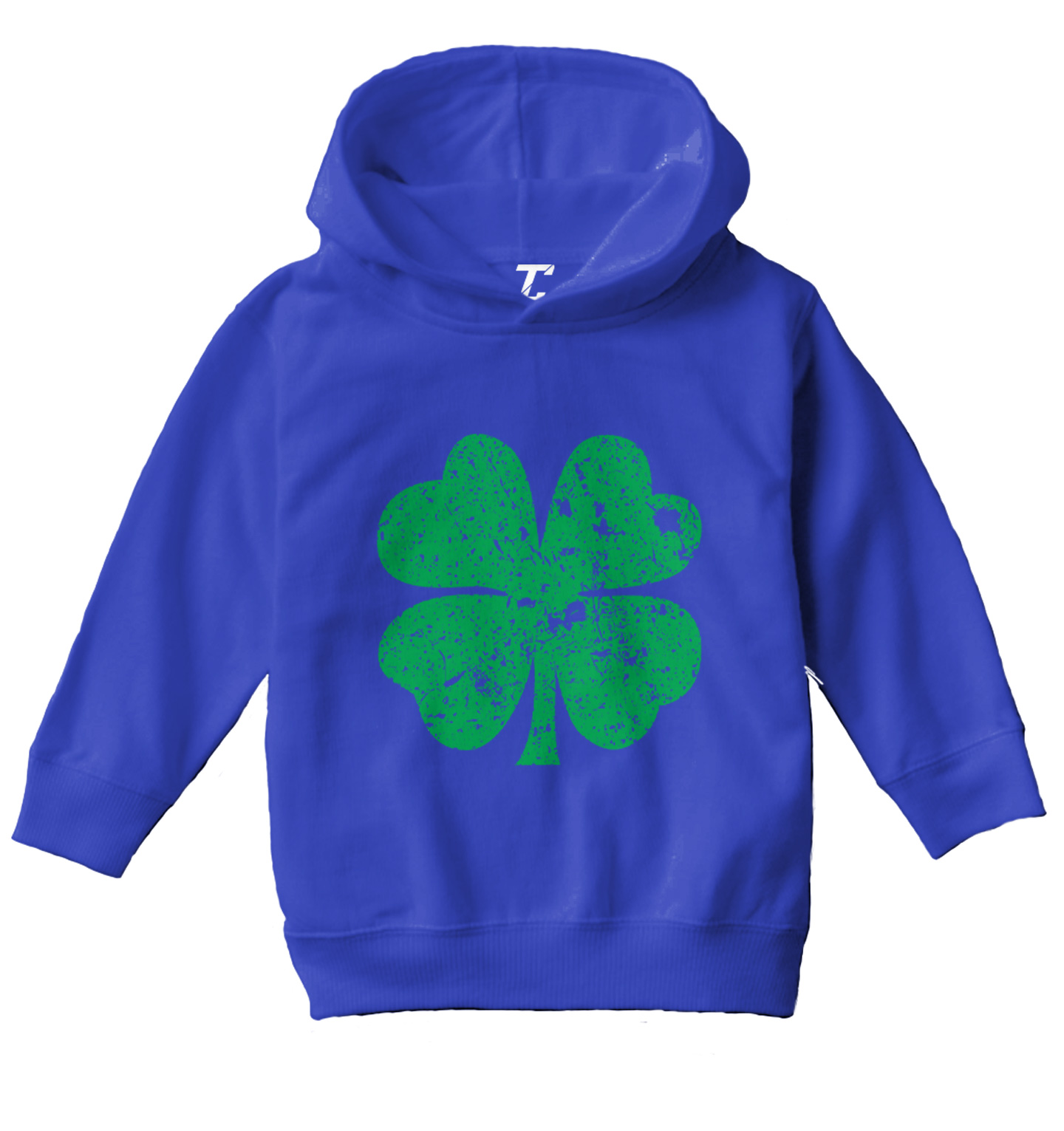 Distressed Green Four Leaf Clover - St. Patrick's Day Toddler/Youth Hoodie - Picture 11 of 12