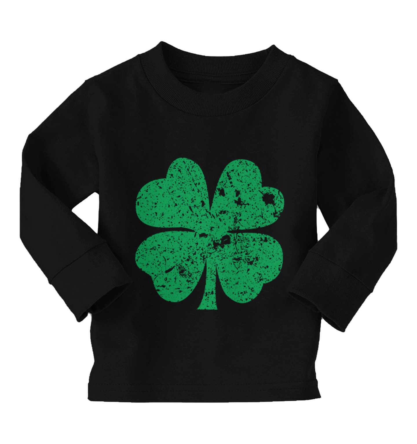 ★marie claire ★ Color Stitch Four Leaf Clover T-Shirt KIDLONGSLV_BLK.jpg