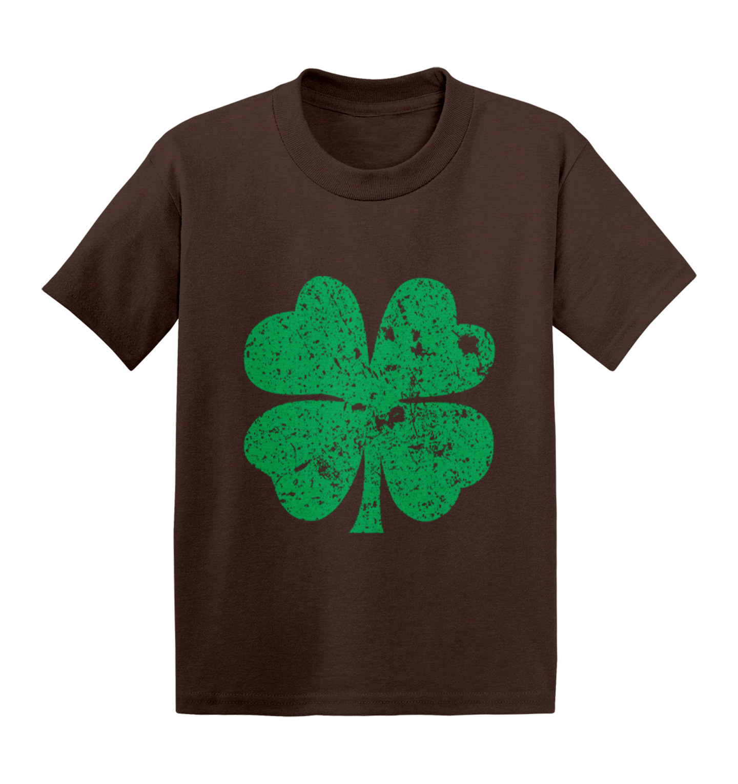 ★marie claire ★ Color-stitched four-leaf clover T-shirt Distressed Four Leaf Clover Women's V-neck Fitted T-shirt