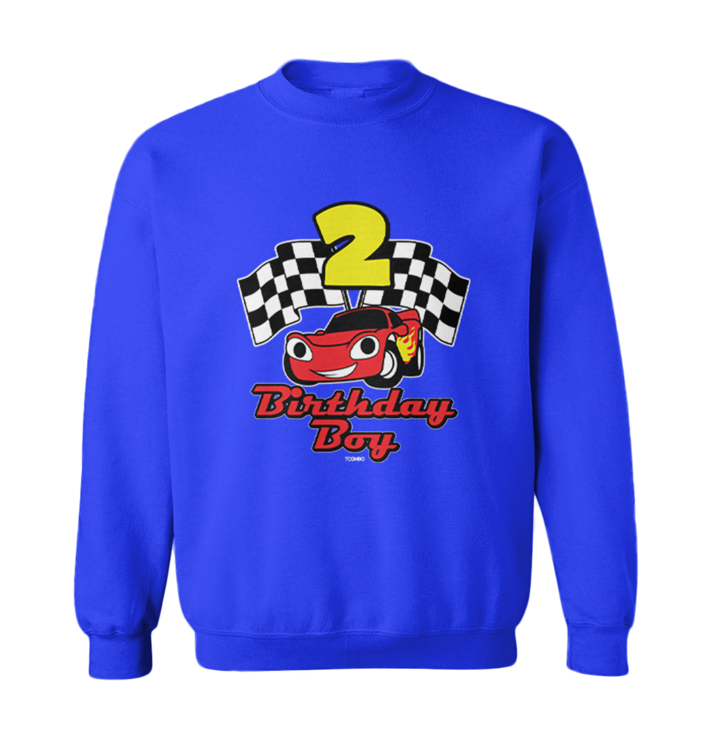 Birthday Boy Car 2 - Two Year Old Checkered Flag Racing Toddler Crewneck Sweater - Picture 8 of 8