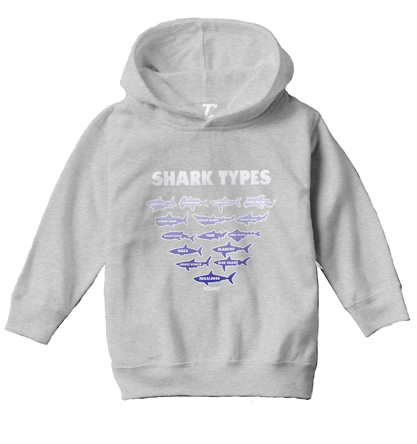 Shark Types - Ocean Water Beach Great White Tiger Toddler/Youth Hoodie - Picture 6 of 12