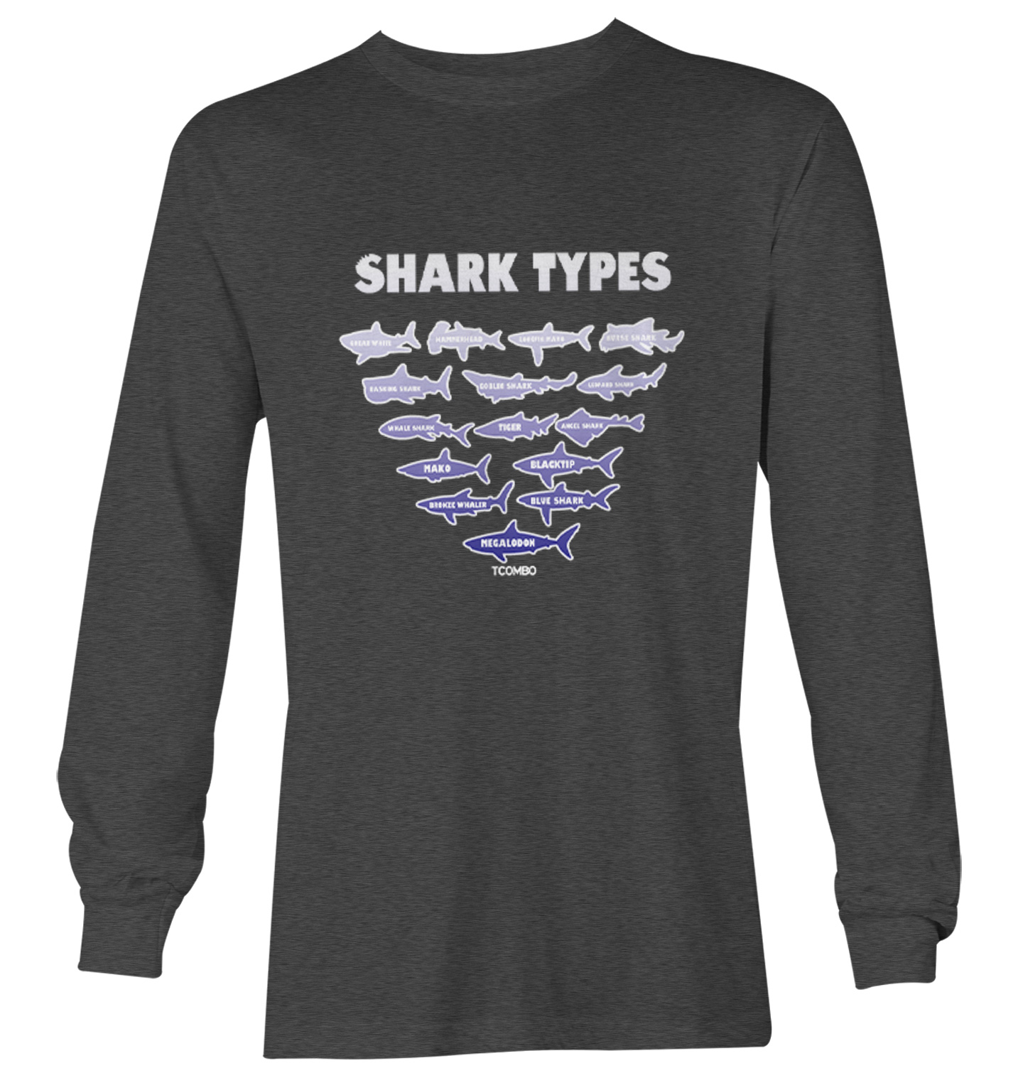 Shark Types - Ocean Water Beach Great White Tiger Youth T-Shirt - Picture 14 of 20