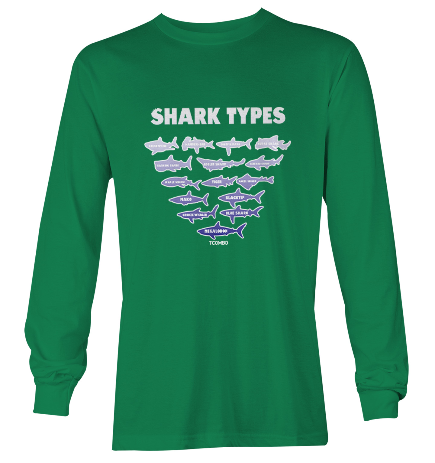 Shark Types - Ocean Water Beach Great White Tiger Youth T-Shirt - Picture 15 of 20