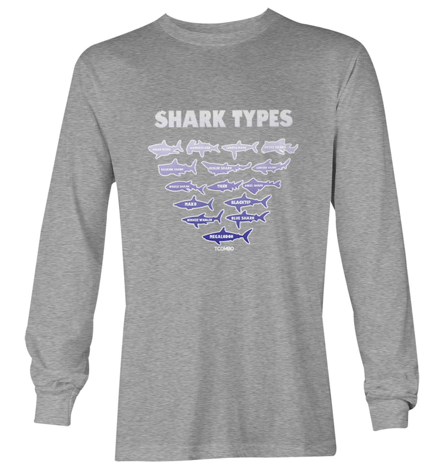 Shark Types - Ocean Water Beach Great White Tiger Youth T-Shirt - Picture 16 of 20